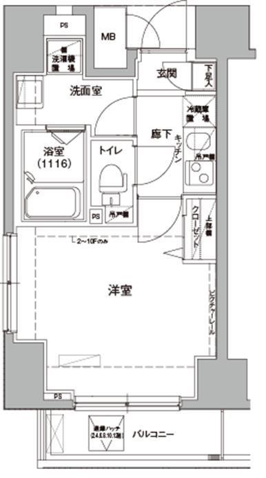 ロメック錦糸町(1K/6階)の間取り写真