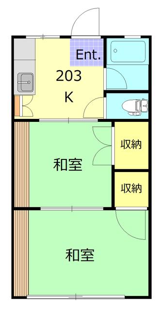 アサヒパレス(2K/2階)の間取り写真