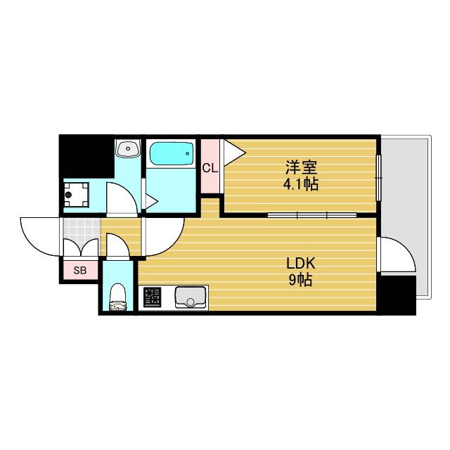 アドバンス新大阪ウエストゲートII(1LDK/11階)の間取り写真