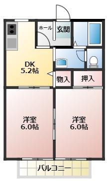 サンガーデンKOBAYASHI C(2DK/1階)の間取り写真
