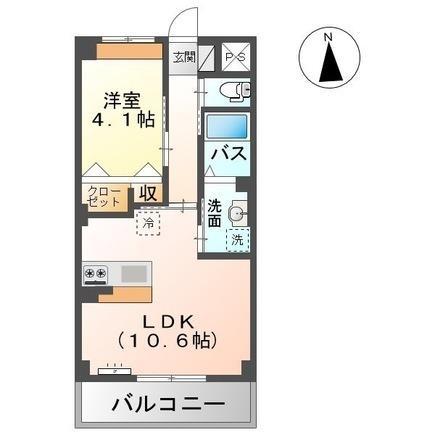 ゼルコバ (1LDK/3階)の間取り写真