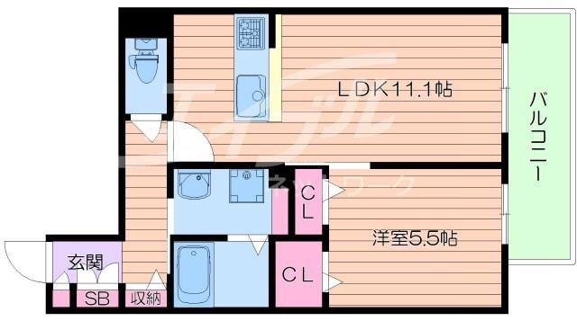 PROGRESS(1LDK/2階)の間取り写真