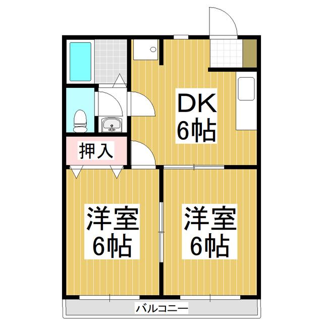 AIマンション豊科(2DK/1階)の間取り写真
