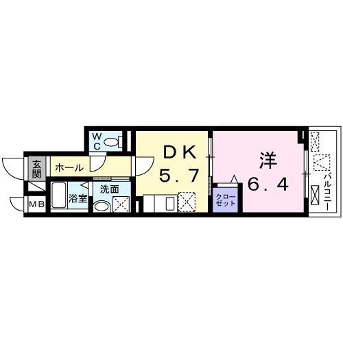 ブレイ ダ ブリク(1DK/2階)の間取り写真