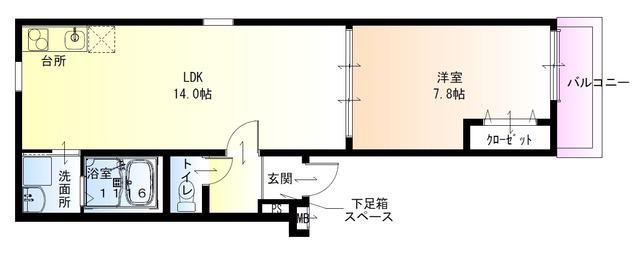フジパレス湊駅東(1LDK/1階)の間取り写真