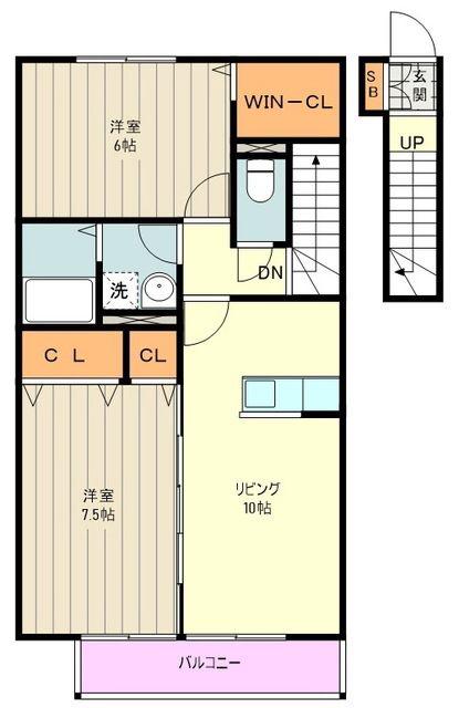 エスペランサ(2LDK/2階)の間取り写真