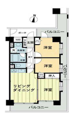 メイツ大森西(3LDK/9階)の間取り写真