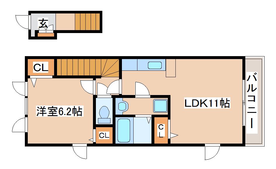 ケイズウエスト神戸(1LDK/2階)の間取り写真