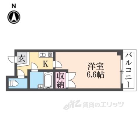 ベルクレストおくだ(1K/4階)の間取り写真