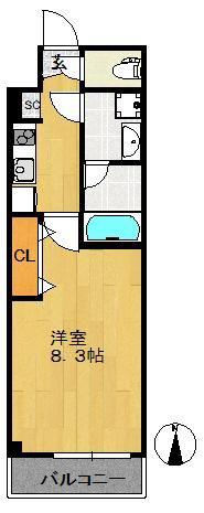コントレイル(1K/2階)の間取り写真