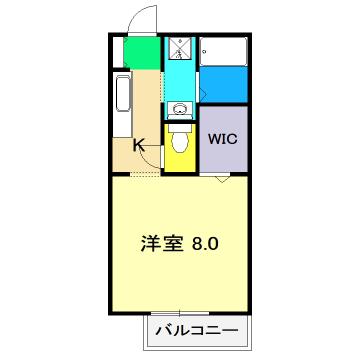 IVY COURT A棟(1K/2階)の間取り写真