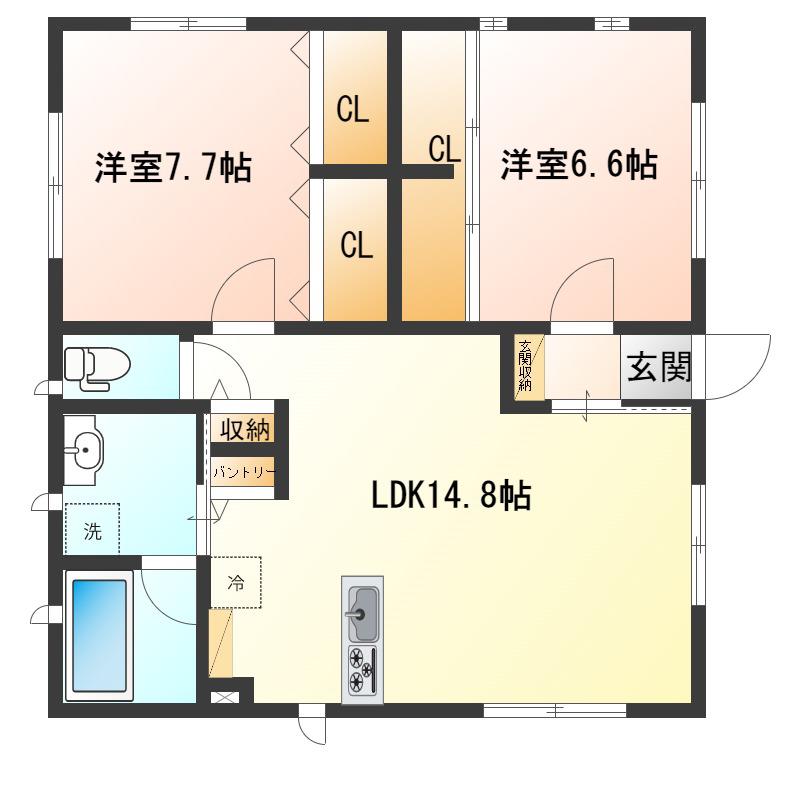 宮坂OKコート(2LDK/1階)の間取り写真
