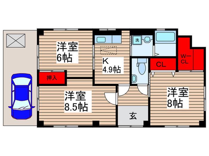 コーポ大島(3K/1階)の間取り写真