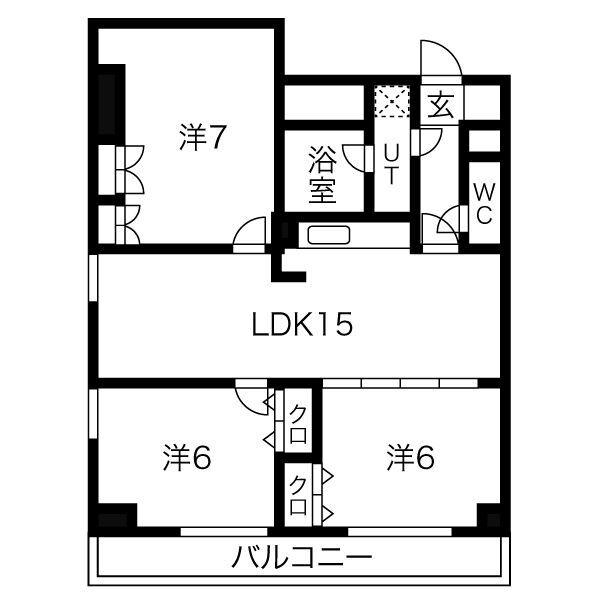 ノールルミエール黒川(3LDK/10階)の間取り写真