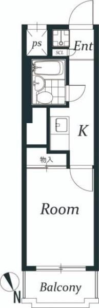 ベル島田(1K/6階)の間取り写真