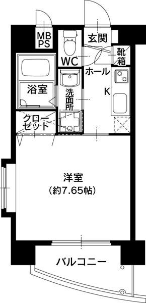 フレール薬院(1K/9階)の間取り写真