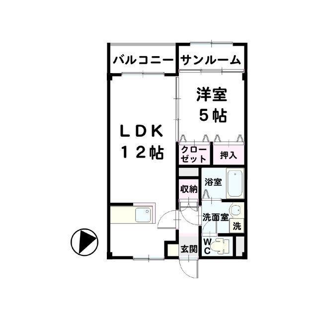 あんずRIO(1LDK/2階)の間取り写真