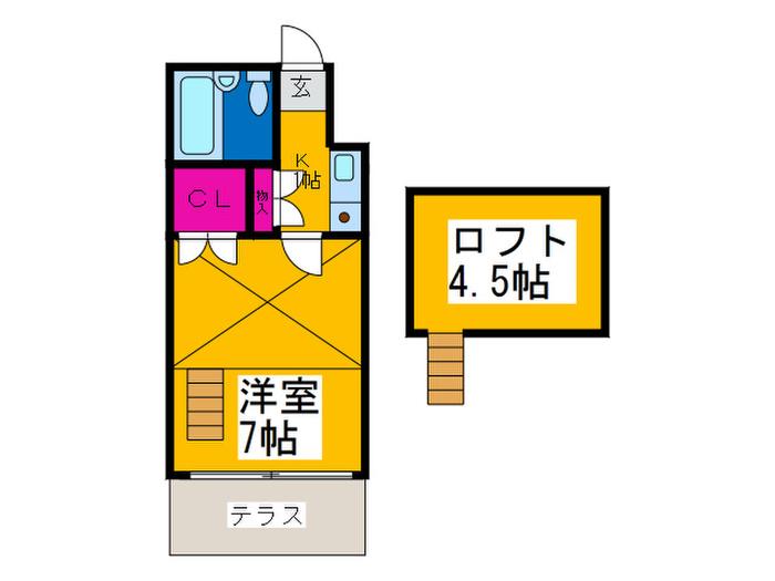 BMハウス平野(1K/1階)の間取り写真
