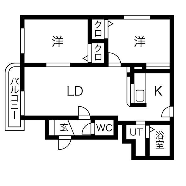 オードリーメール(2LDK/1階)の間取り写真