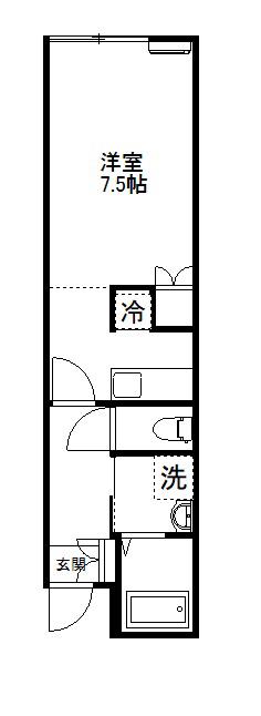 KSKハイツII(ワンルーム/1階)の間取り写真