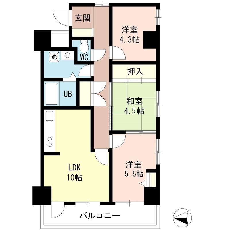 グランデージ戸田公園(3LDK/4階)の間取り写真
