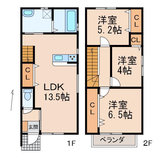 シアラ南相生丁(3LDK/1階)の間取り写真