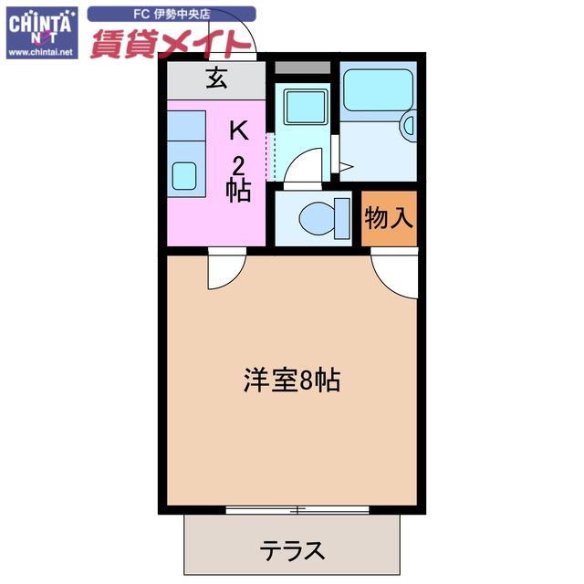 フォレスタ伊勢(1K/1階)の間取り写真