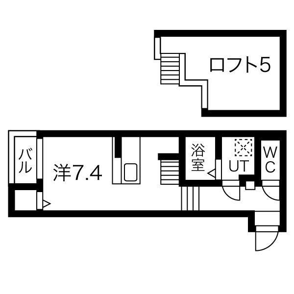 ブライト鶴舞(1K/2階)の間取り写真