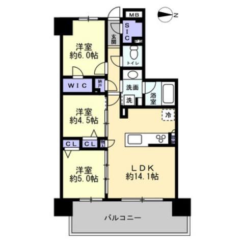 レーベン別府THE PHILOSOPHIA(3LDK/2階)の間取り写真