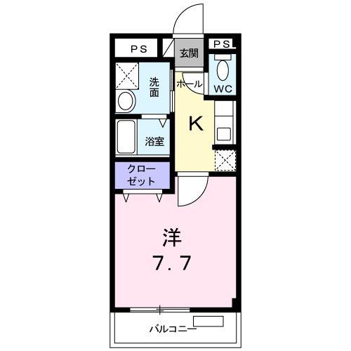 エスポワール宮本(1K/1階)の間取り写真