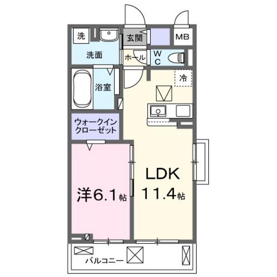 八幡東3丁目アパートA棟(1LDK/1階)の間取り写真