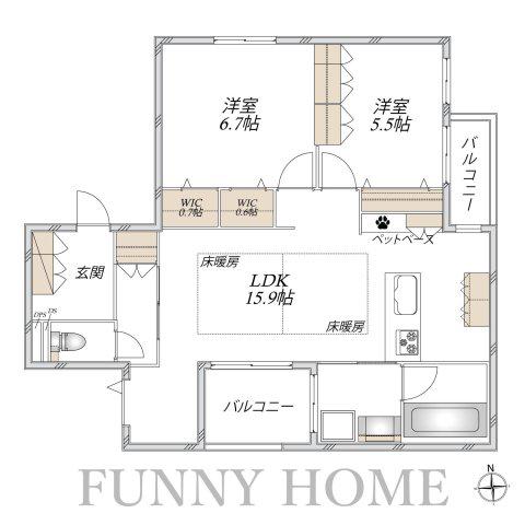 若林4丁目メゾン(2LDK/3階)の間取り写真