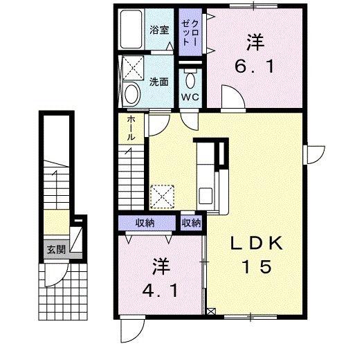 リシェル臨海船見(2LDK/2階)の間取り写真