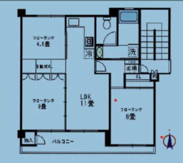 吉敷町 一号棟(3LDK/3階)の間取り写真