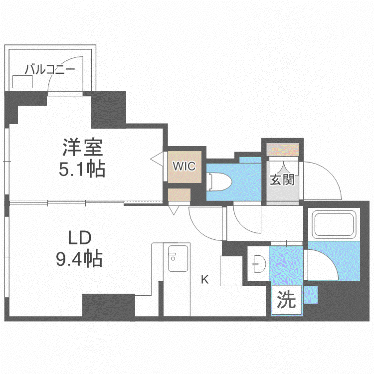ラ・クラッセ札幌大通ウエスト(1LDK/3階)の間取り写真