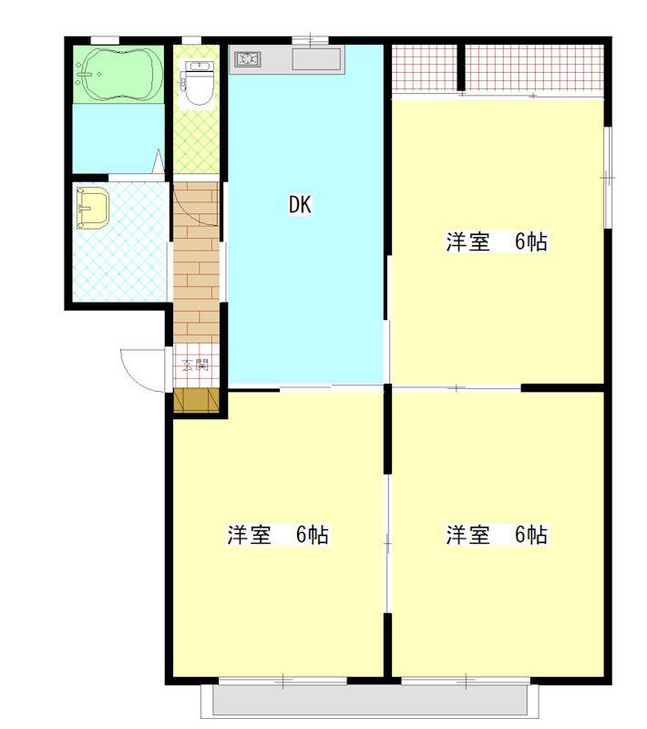 グリーンハイツイシカワD(3DK/2階)の間取り写真