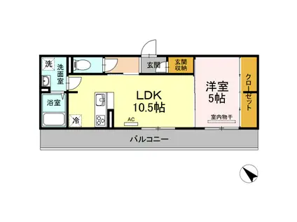 D-ROOM ADVANCE(1LDK/2階)の間取り写真
