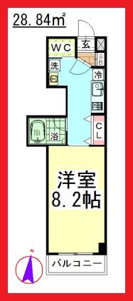TD アバンサール湘南(1K/2階)の間取り写真