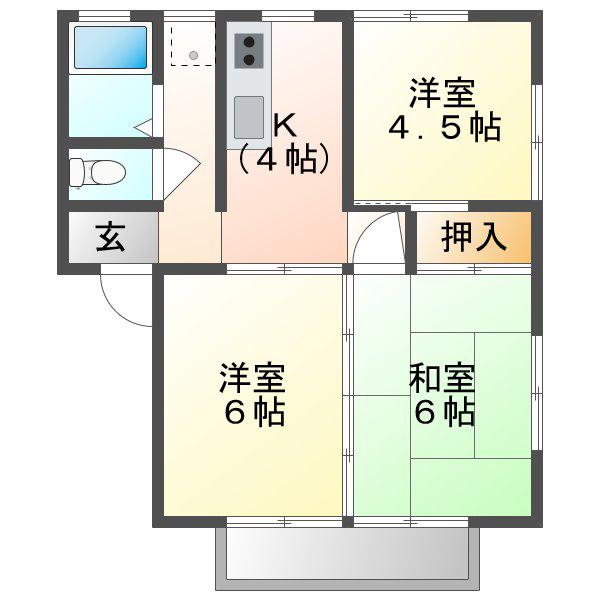 ハイツ永盛(3K/2階)の間取り写真