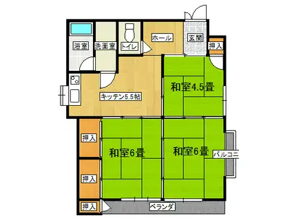福島コーポ 2階(3K/2階)の間取り写真