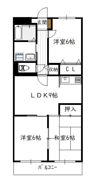 ユーミーハイツ(3LDK/2階)の間取り写真
