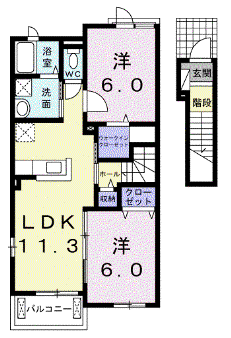 インプレス ステージA(2LDK/2階)の間取り写真