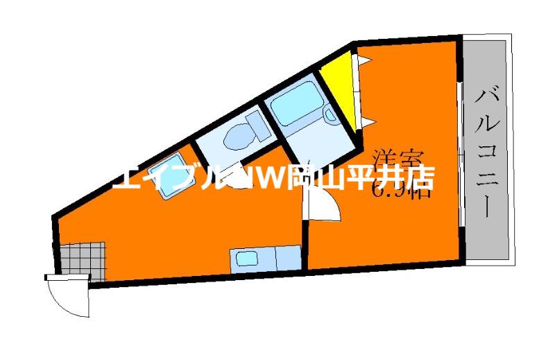 ポテト国富(1K/4階)の間取り写真