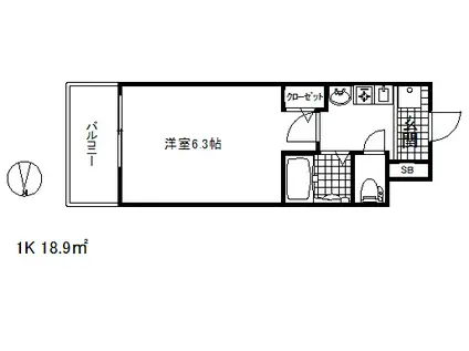 エステムコート新神戸エリタージュ(1K/8階)の間取り写真