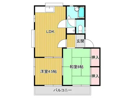 第五高間ハイツ(2LDK/2階)の間取り写真