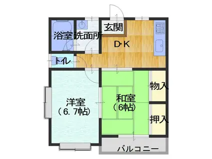 コーポひかり(2DK/1階)の間取り写真