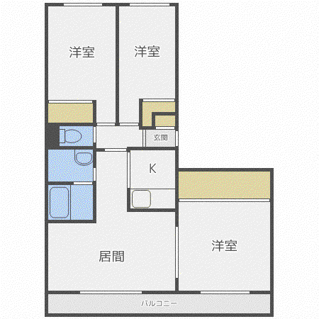 アイリスコート(3LDK/3階)の間取り写真