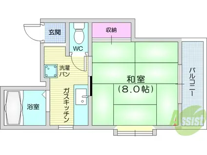 サンライズアオバ(1K/2階)の間取り写真