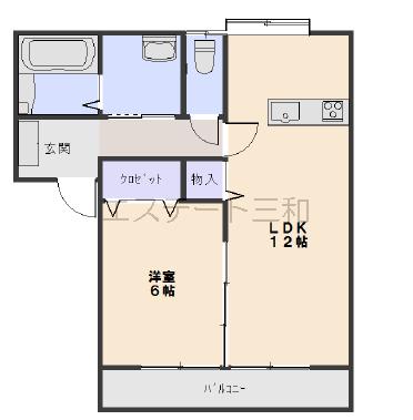 フローラルコート A棟(1LDK/2階)の間取り写真
