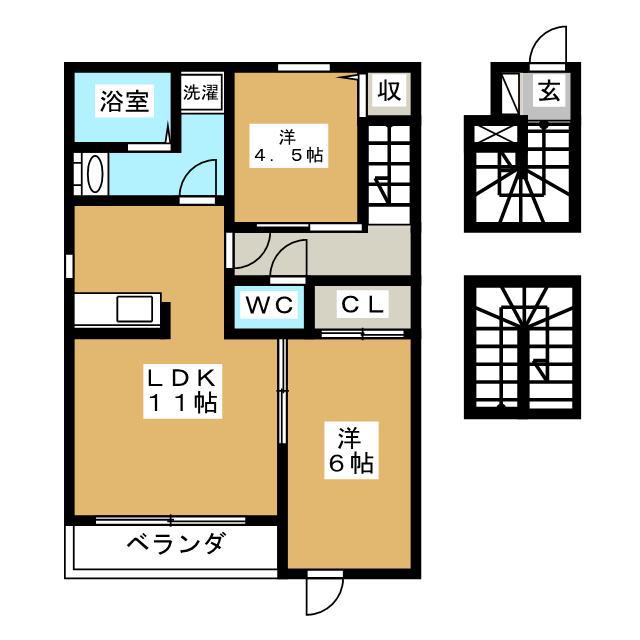 ウィステリア北小岩(2LDK/3階)の間取り写真
